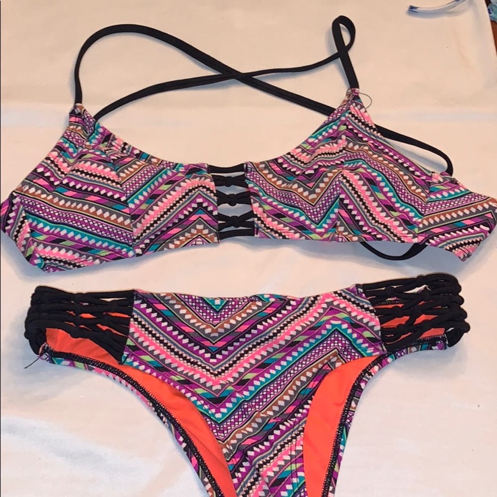 Neon patterned bikini set